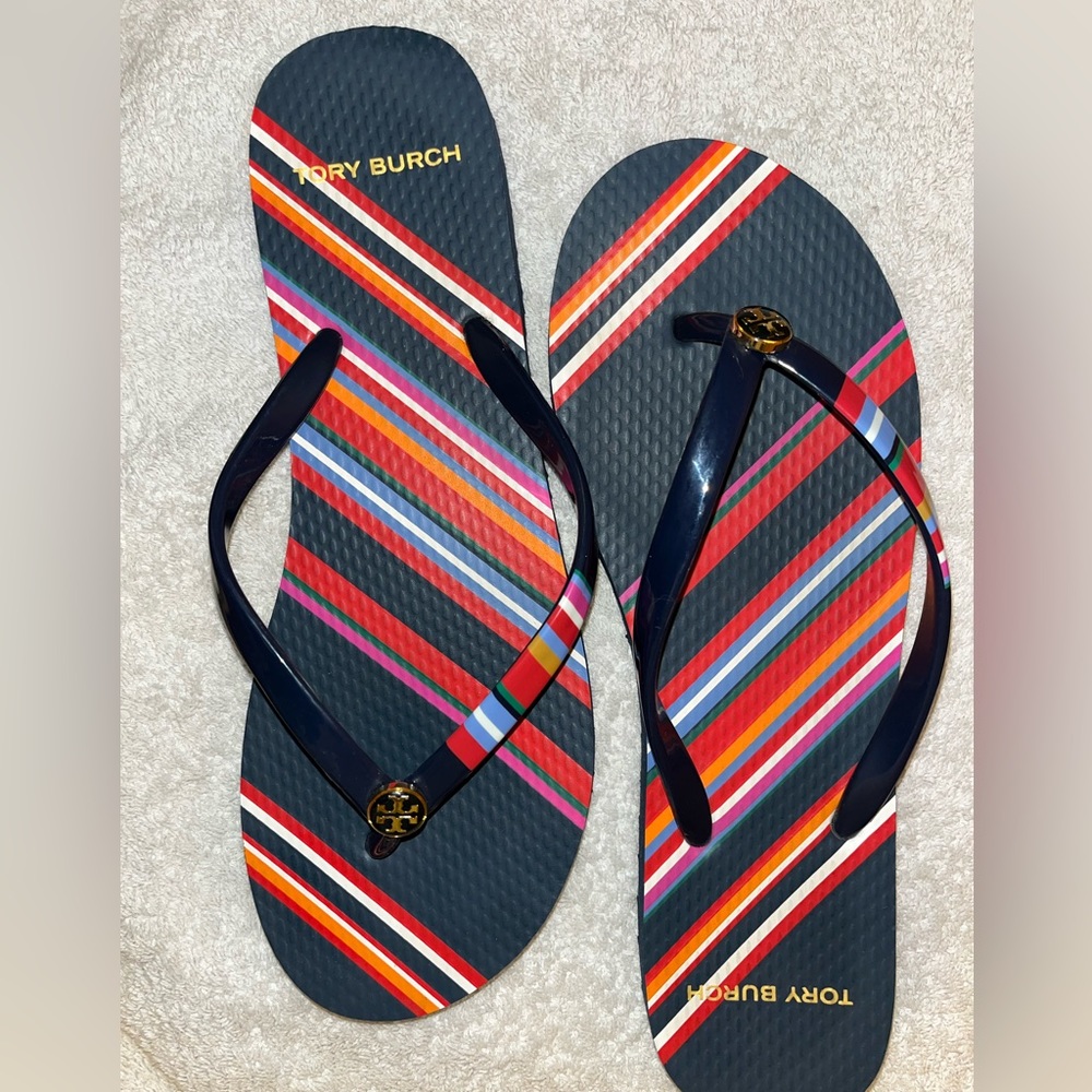 Tory Burch vivid stripe flip-flops